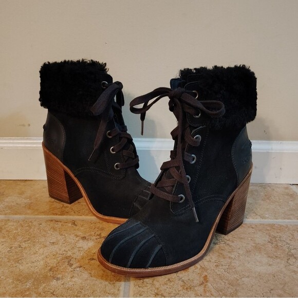 UGG | Shoes | Ugg Jaxon Suede Cuff Lace Up Shearling Boots  UGG Women\'s Jaxon Suede Shearling Boots Size 10